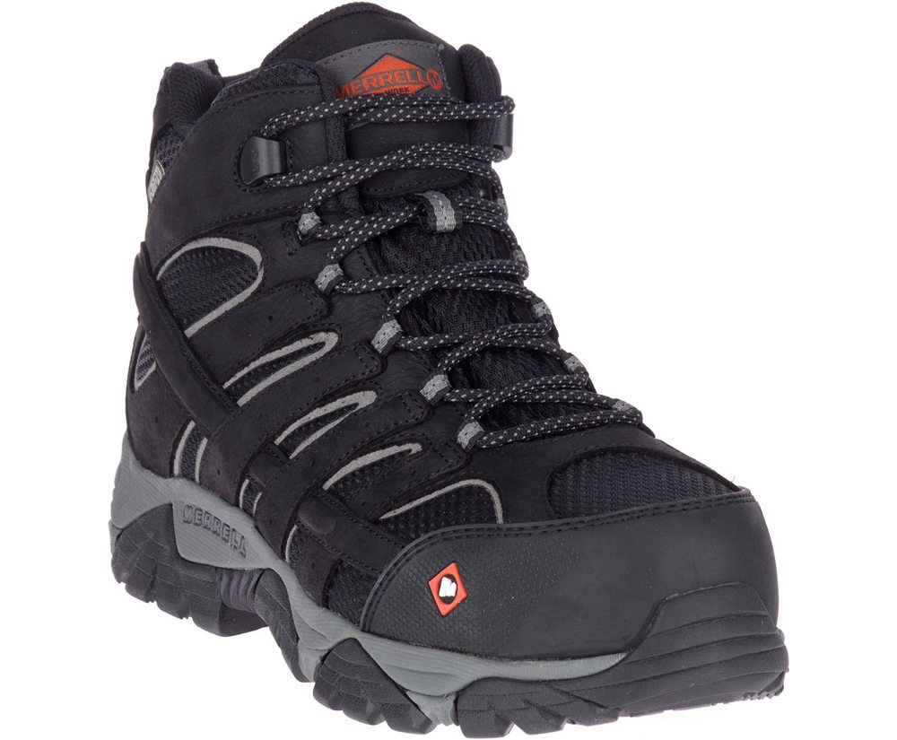 Kozaki Merrell Męskie Czarne - Moab Vertex Mid Waterproof Comp Toe Wide Width - 261934-KIC